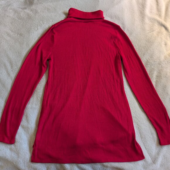 APT 9 WOMEN'S TURTLENECK RED TOP XS Extra Small Long Sleeve Soft Bright Sleeves - Picture 5 of 5